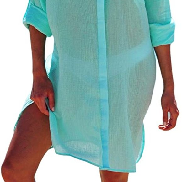 Embroidered Half/Long Sleeve Swimsuit Cover Up - Picture 4 of 10